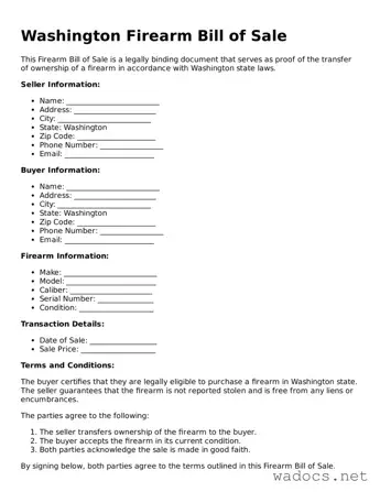 Attorney-Verified Firearm Bill of Sale Template for Washington State