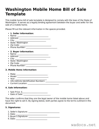 Attorney-Verified Mobile Home Bill of Sale Template for Washington State