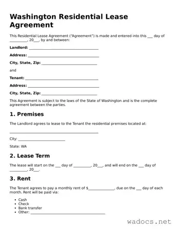 Attorney-Verified Residential Lease Agreement Template for Washington State
