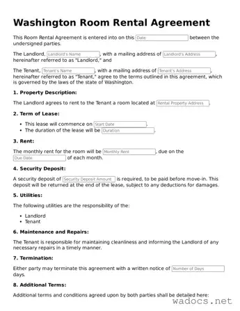 Attorney-Verified Room Rental Agreement Template for Washington State