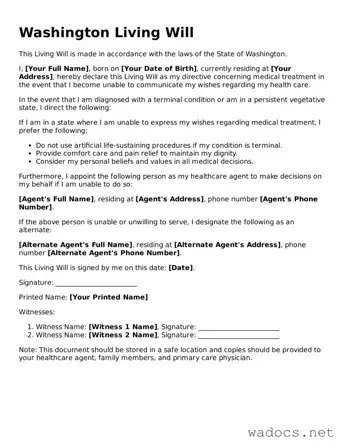 Attorney-Verified Living Will Template for Washington State