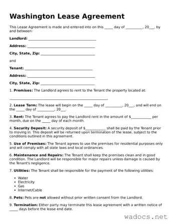 Attorney-Verified Lease Agreement Template for Washington State