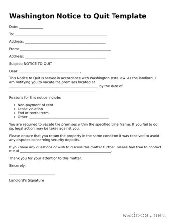 Attorney-Verified Notice to Quit Template for Washington State