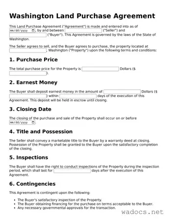 Attorney-Verified Land Purchase Agreement Template for Washington State