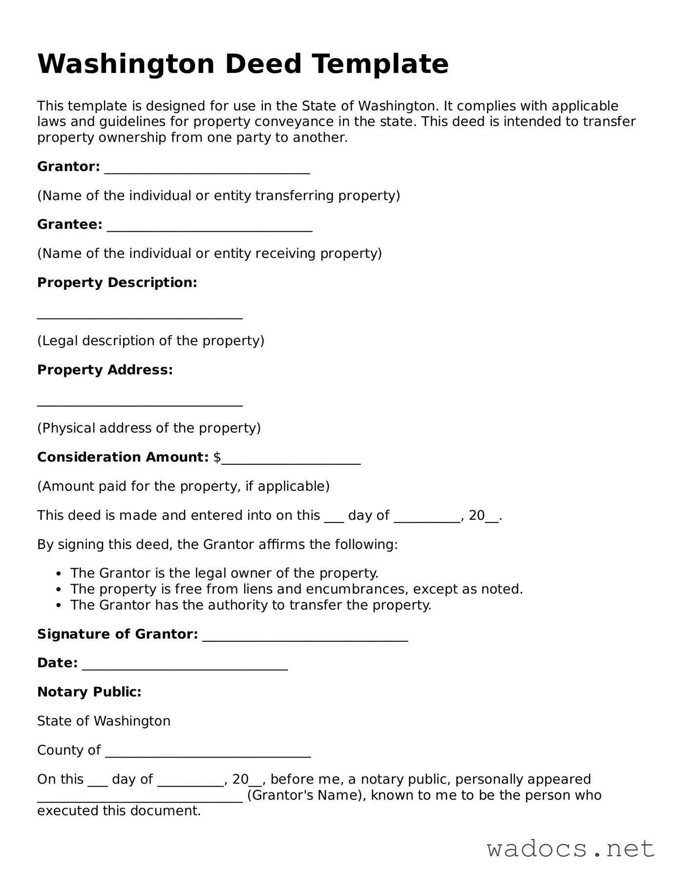 Attorney-Verified Deed Template for Washington State
